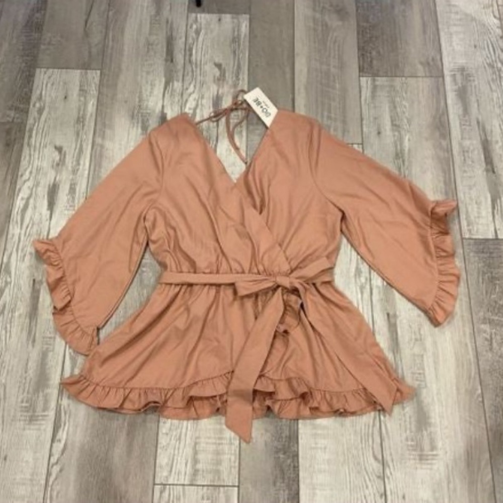 DO+BE Mauve Ruffle Tie Blouse
